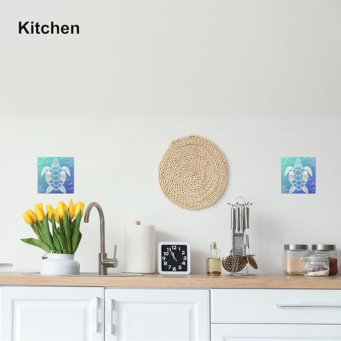 Sea Turtle Ocean 2-Gang Double Toggle Switch Plate, Blue Coastal Wall Plate for Bathroom, Beach House & Coastal Home