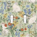 Decorative Switch Plates Vintage Floral Cute Cat Colorful Flowers 2 Gang Double Toggle Outlet Light Switch Cover Wall Plate Electrical Faceplate For Bed Room Living Room Decor