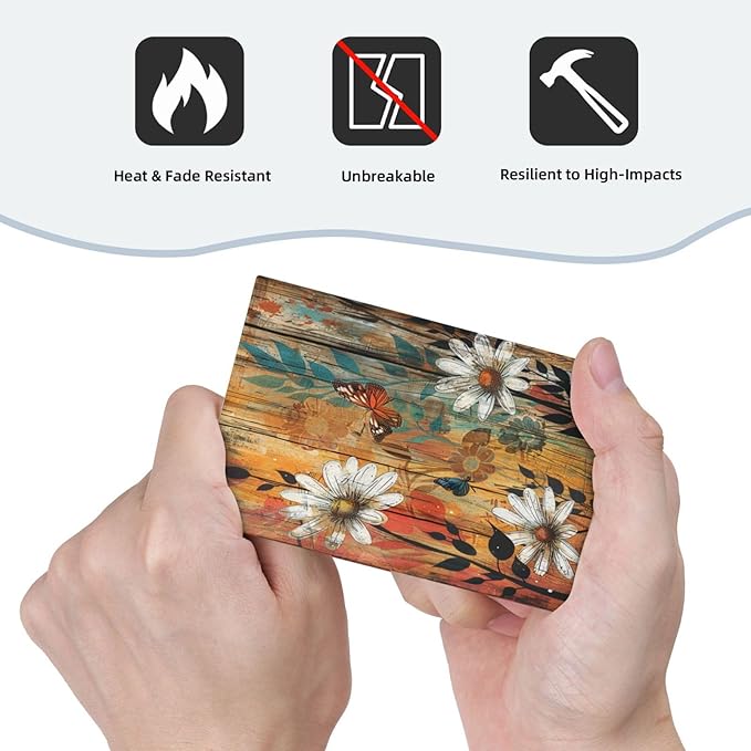 Light Switch Cover Vintage Wooden Daisies Butterflies Floral Decorative Switch Plates 1 Gang Blank No Device Outlet Covers Electrical Wall Plates for Bathroom Farmhouse Decor