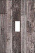 Decorative Light Switch Cover Rustic Dark Grey Wood Retro Country Wooden 1 Gang Single Toggle Device Electrical Faceplate Switchplates Decorator Outlet Wall Plate for Farmhouse Cabin