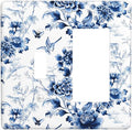Blue Flower White Floral Plant Bird Butterfly Outlet Covers 1 Toggle 1 Rocker Combination Decorative Wall Plate Electrical Switch Plates Light Switch Cover Plate for Bedroom Living Room Decor