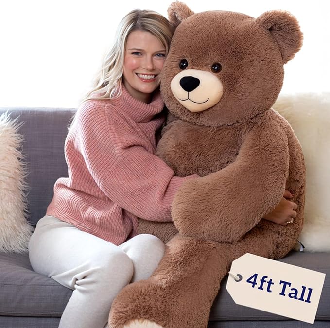 Vermont Teddy Bear Giant Teddy Bear Stuffed Animal | 4 Foot Teddy Bear Plush Toy | Emotional Support Plush for Baby Shower Decorations for Kids and Adults | Crafted in the USA