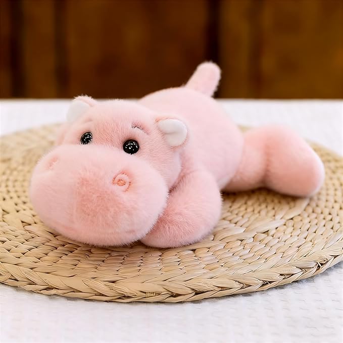 PEACH CAT Hippo Stuffed Animal Cute Hippopotamus Plushies Small Plush Toys Gifts for Kids Pink
