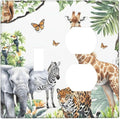 Elephant Giraffe Jungle Animals Leopard Zoo Wallplates 1 Toggle 1 Duplex Switch Plate Electrical GFCI Faceplate Decorative Light Switch Covers for Kids Room Nursery Decor