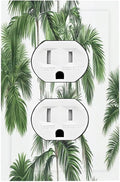 Outlet Covers Palm Trees Tropical Green Plant Palm Leaf 1 Gang Duplex Light Switch Cover Decorative Switch Plates Electrical Receptacle Faceplate Wall Plate For Bed Room Bathroom Decor