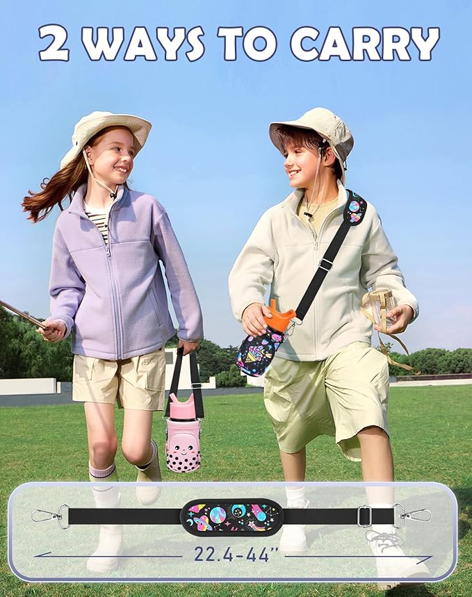 Miss Adola Water Bottle Carrier with Strap - Insulated Kids Water Bottle Holder for Boys Girls Bottle Bag for 10-18Oz