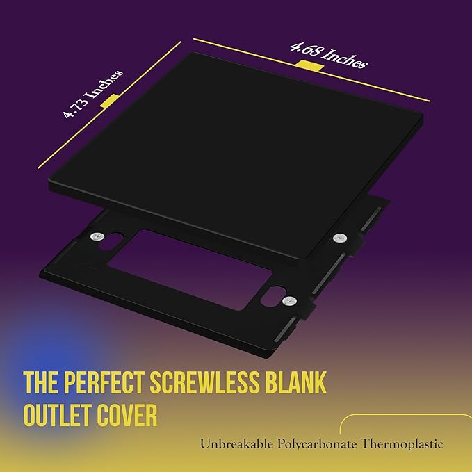 ENERLITES Screwless Double Blank Wall Plate, Child Safe Two Gang Blank Device Outlet Cover, Standard Size, 2-Gang 4.68" x 4.73", Polycarbonate Thermoplastic, UL Listed, SI8802-BK, Glossy, Black