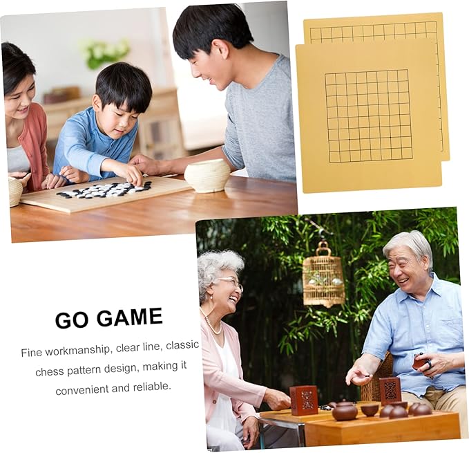 VANZACK 2Pcs Double Sided Folding Go Chessboard for Wooden Travel Chess Board Safe Edges Printing Strategic Board Game Supplies for Learning Fun