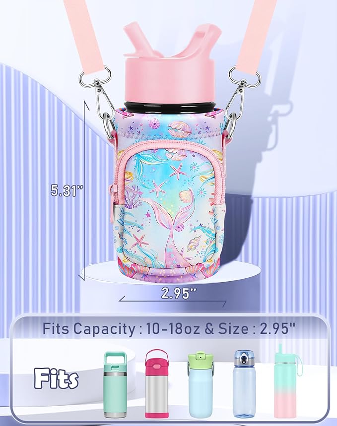 Miss Adola Water Bottle Carrier with Strap - Insulated Kids Water Bottle Holder for Boys Girls Bottle Bag for 10-18Oz