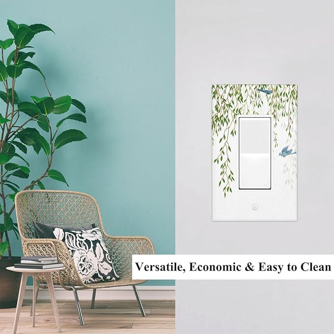 Hanging Eucalyptus Leaves Single Rocker Switch Plate Spring Summer Hummingbird Eucalyptus Decorator Rocker Wall Plate 1 Gang Lightswitch Cover Home Decorative Office