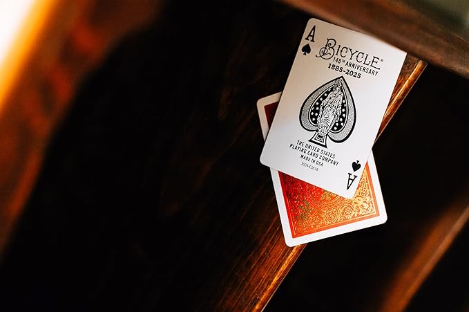Bicycle 140th Anniversary Playing Cards, Special Edition 1885 Design, Red & Gold Foil Collectible Vintage Deck for Poker, Blackjack & Family Card Games