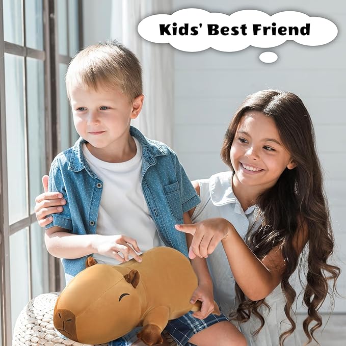Finebee Weighted Capybara Stuffed Animals, Cute Weighted Capybara Plush, Soft Stuffed Weighted Plushie Pillow Gifts for Girls Boys(9.8" 0.8Lbs)