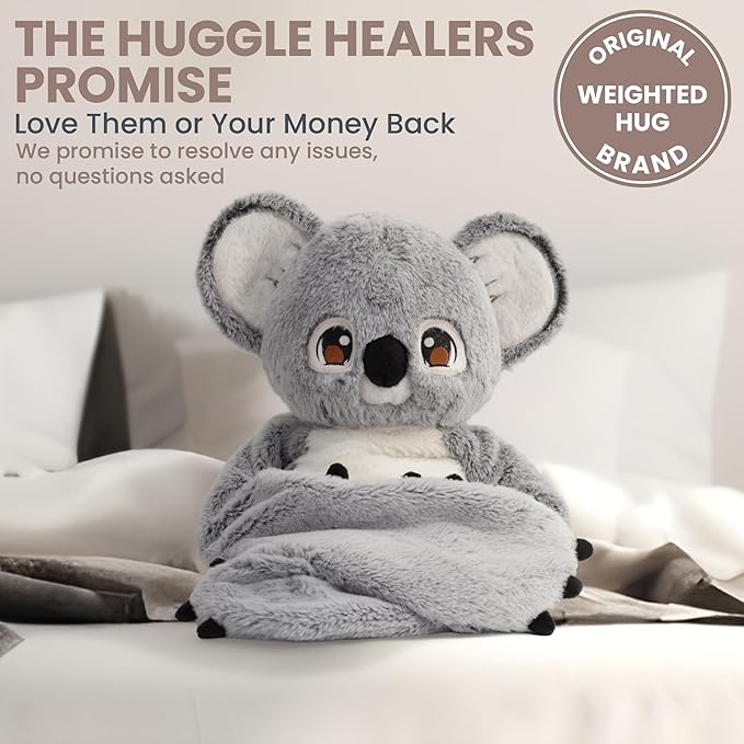 Huggle Healers Weighted Stuffed Animals for Adults, Teens and Kids - 36 Inch Long Plush Arms Grey Stuffed Animal for Hugs - 4.5lb Koala Plushies - Noa Koala