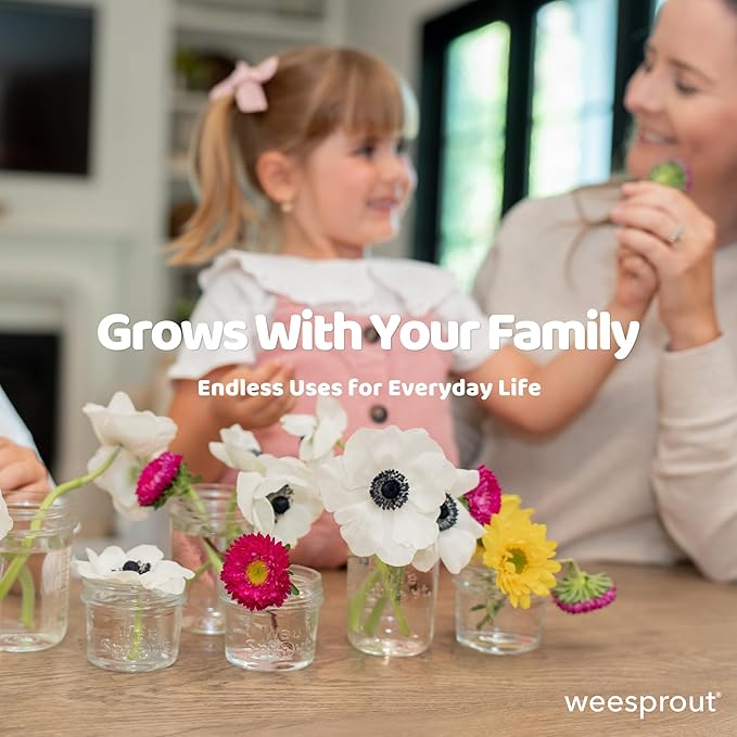 WeeSprout Baby Food Storage Glass Jars w/Lids (8 oz, 8 Pack) Pastel Variety, Snack, Reusable Small Containers, Fridge or Freezer, Microwave & Dishwasher Safe, Essentials for Infants