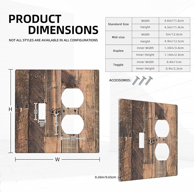 Rustic Brown Wood Plank Vintage Country Wooden Board Wallplates 1 Toggle 1 Duplex Switch Plate Electrical GFCI Faceplate Decorative Light Switch Covers for Farmhouse Home Decor