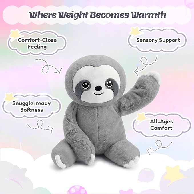 BRICHOEE 5lbs Weighted Sloth Stuffed Animals, 20'' Weighted Comfort Sensory Soothing Plush Toy, Cuddling Calming Cuddle Companion Gifts for Adults & Kids