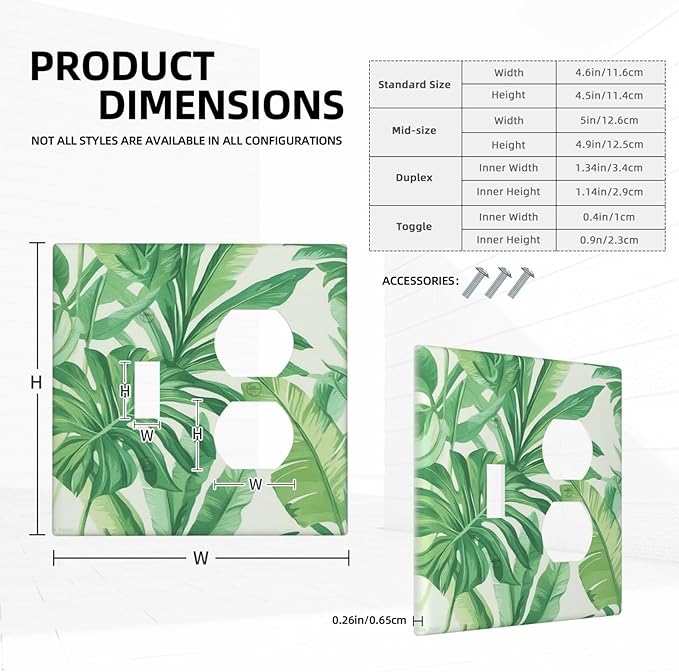 Wallplates Tropical Palm Tree Leaf Green Plant 1 Toggle 1 Duplex Switch Plate Electrical Gfci Faceplate Decorative Light Switch Covers For Bed Room Living Room Decor