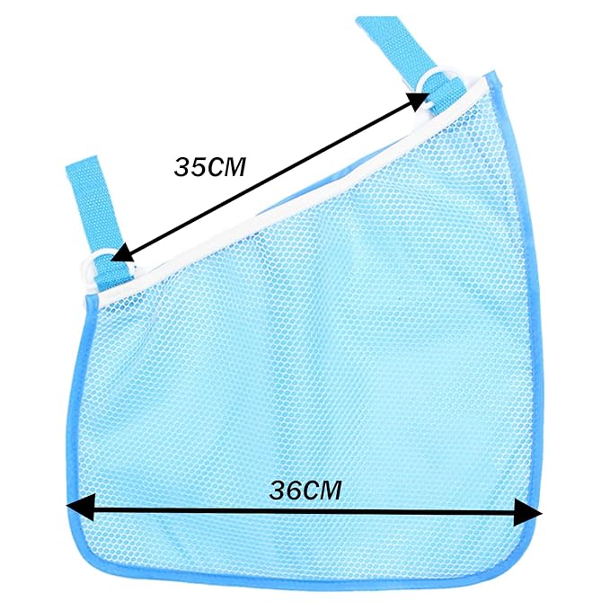 2 Pack Universal Side Sling Stroller Mesh Cargo Net and Organizer, Non-Slip and Adjustable Straps, Extra Stroller Storage Space (Blue)