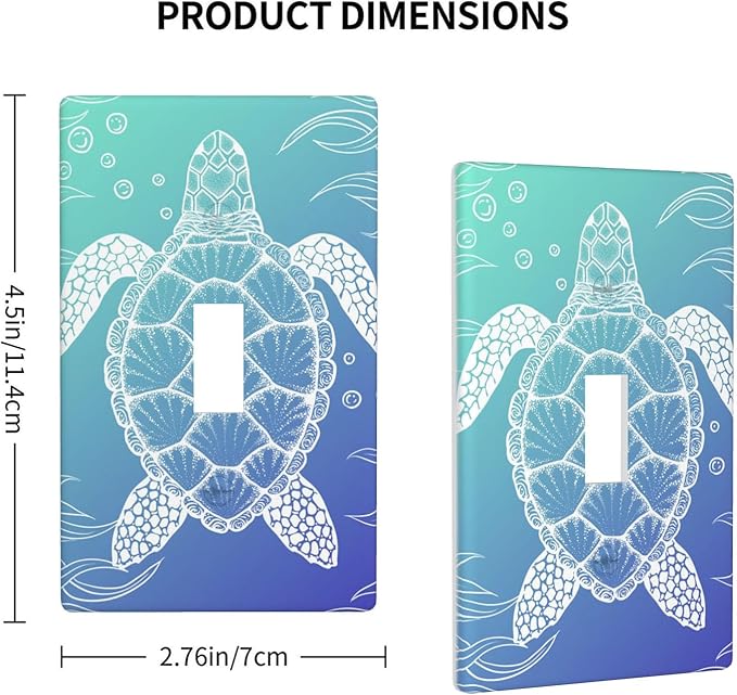 Sea Turtle Ocean 1-Gang Toggle Light Switch Plate, Blue Coastal Wall Plate for Bathroom, Beach House & Coastal Home