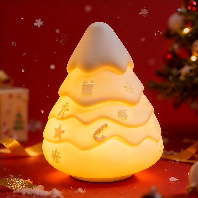Squishy Christmas Tree Lamp with RGB Modes, Dimmable Nursery Light, Touch Lamp for Nursery, Novelty Desk Lamp for Kids, Christmas Lamp for Bedroom Decor