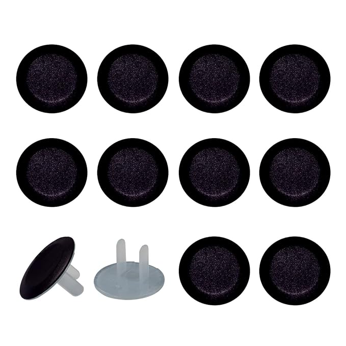 Pure Black Color Outlet Covers for Electrical Power Baby Proofing Wall Socket Protector Child Proof Outlet Protector - Electrical Insulation