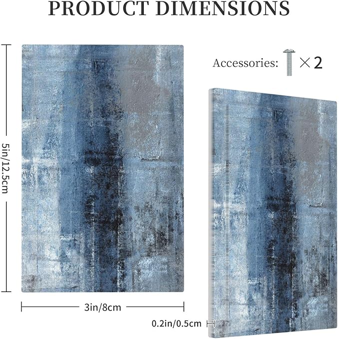 Light Switch Cover Navy Blue Gray Abstract Ink Painting Wall Plate Cover 1 Gang Blank No Device Decorative Outlet Covers Electrical Switchplate for Bathroom Bedroom Decor