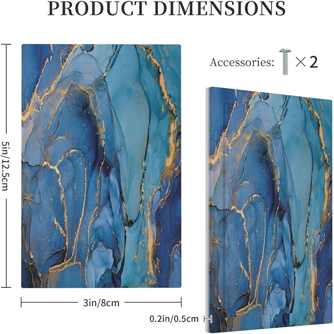 Blue Marble Single Blank Wall Plates Decorative No Device Faceplate Modern Ombre Watercolor Ink Art Light Switch Cover for Bathroom Bedroom Home Decorate