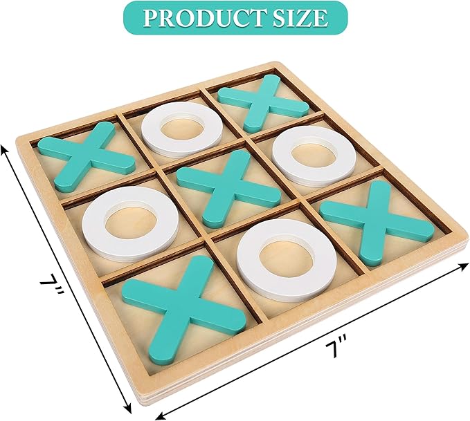 Tic Tac Toe Game - Classic XO Board Game for Kids and Adults - Portable Travel Games for Fun Family Game Night, 7" x 7"