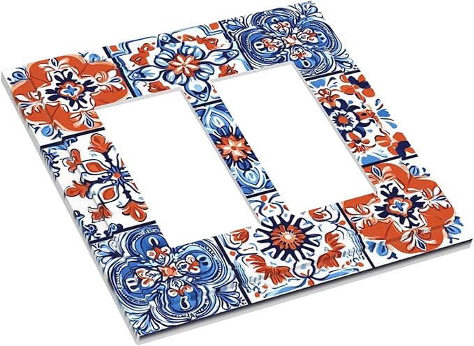 Decorative Outlet Covers Colorful Talavera Mexican Tile 2 Gang Double Gfci Rocker Electrical Wall Panels Light Switch Cover Plate For Bathroom Kitchen Decor