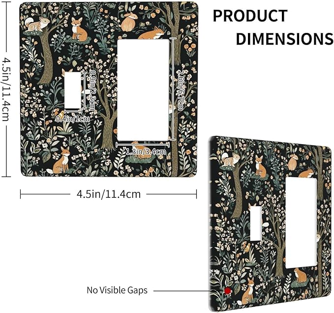 Outlet Covers Fairy Forest Animals Fox Squirrel Flower 1 Toggle 1 Rocker Combination Decorative Wall Plate Electrical Switch Plates Light Switch Cover Plate For Bed Room Farmhouse Decor
