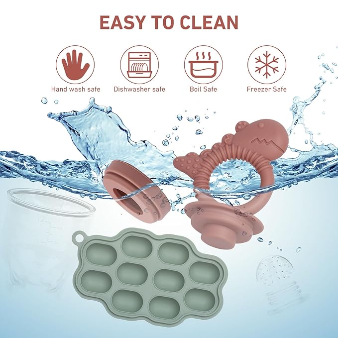 Baby Breastmilk Popsicle Molds & Fruit Feeder Pacifier, Silicone Baby Food Freezer Tray Storage Containers for Infant Teething Self Feeding