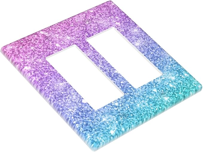 Pink Blue Mermaid Double Gang Rocker Decorative Light Switch Cover, 2-Gang Wall Plate Outlet Cover