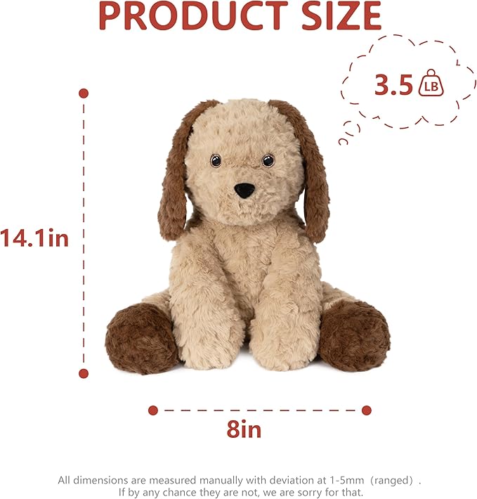 Niuniu Daddy 14" | 3.5 Pound Dog Weighted Stuffed Animal, Heavy Doggy Pillowfort Plush Toys for Kids Adults, Weighted Beads for Puppy Stuffed Animals Body Pillow for Gift Birthday Holiday Christmas