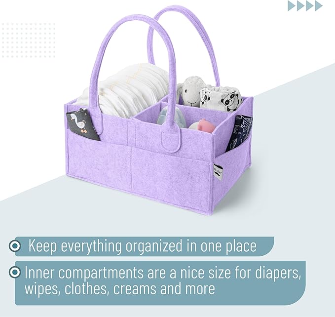 Mr. Pen- Baby Diaper Caddy Organizer, lavender dream, Nursery Storage Bin and Car Organizer for Diapers and Baby Wipes