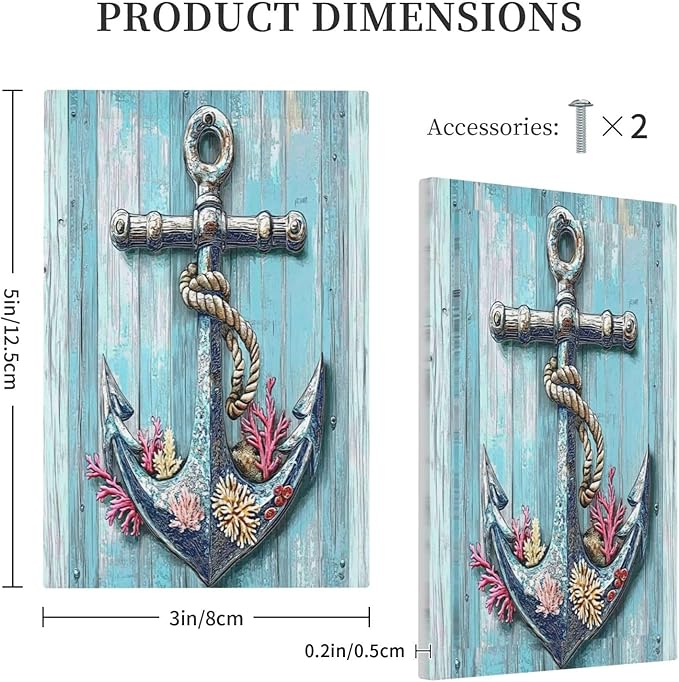 Light Switch Cover Plate Anchor Coastal Beach Nautical Coral 1 Gang No Device Blank Electrical Wall Plates Faceplate Decorative Switch Plate For Farmhouse Cabin Decor