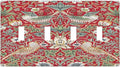 William Morris Strawberry Thief Botanical Red Green Quad Toggle Light Switch Covers 4 Gang Wall Plate Decorative Switchplate Electrical Faceplate for Country Bathroom Bedroom Kitchen Decor