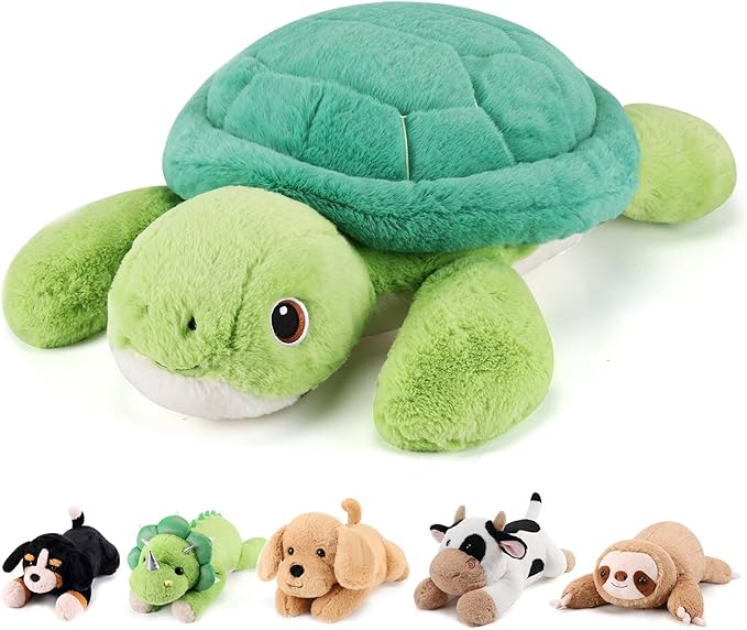 gnomantic Turtle Weighted Stuffed Animals - 28 Inch 5.0 Pounds Weighted Plushies Sea Turtle Stuffed Animal - Large Tortoise Plush Pillow - Cute Plush Toy Gifts for Kids & Adults (28" 5.0 lbs)