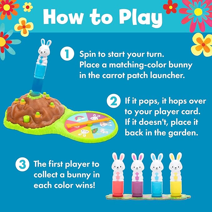 Educational Insights Pop Pop Bunny Hop - Matching Games for Toddlers 3-5, Turn-Taking Kids Games, Preschool Board Game for Kids, Skill-Building Preschool Toys, Kindergarten Color Matching Game