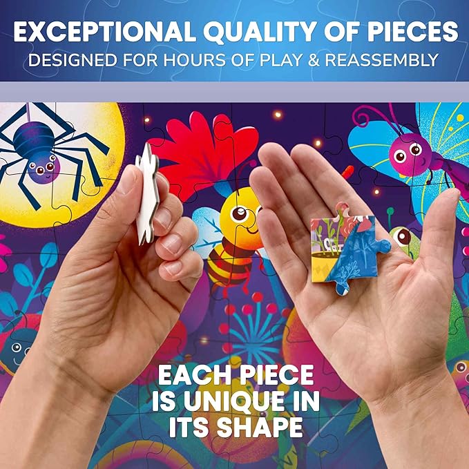 QUOKKA Puzzles for Toddlers 4-6 – 4x30 Pieces Puzzles for Kids Ages 3-4 – Glow-in-The-Dark Dinosaur & Animals Learning Jigsaw Puzzle for Kids 3-5 Years Old