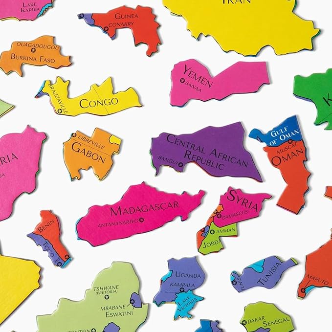 GeoToys GeoPuzzle, Africa and Middle East Jigsaw Puzzles, 65 Pc Map Puzzle, Geography Game, Educational Games & Kids Learning Activities, Puzzle Gifts for Children Ages 6-9, Fun Learning Toys for Kids