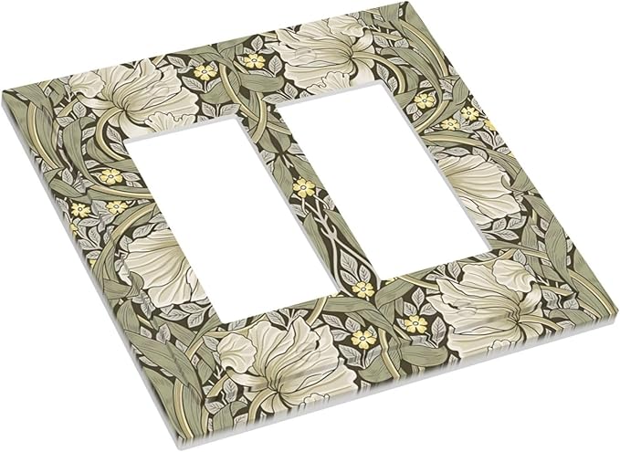 William Morris Pimpernel Flowers Plant Floral Decorative Outlet Covers 2 Gang Double GFCI Rocker Electrical Wall Panels Light Switch Cover Plate for Farmhouse Living Room Decor