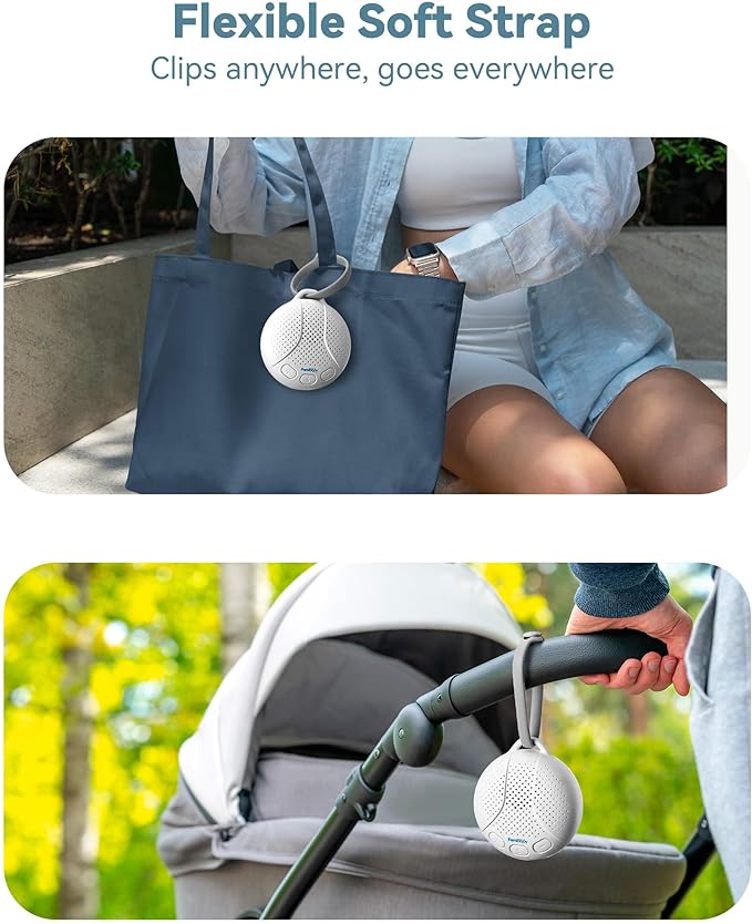Portable Sound Machine for Baby - White Noise Machine with Night Light for Nursery | 16 Soothing Sounds | Shush | Travel | Registry Gift | Sleep Soother | Baby Shower
