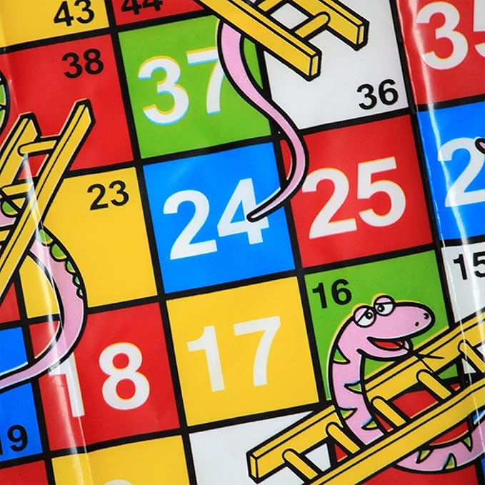 Snake Game | Mini Snakes and Ladders Board Game Set | Portable Folding Chess Toy Compact for Travel Family Parties Adults