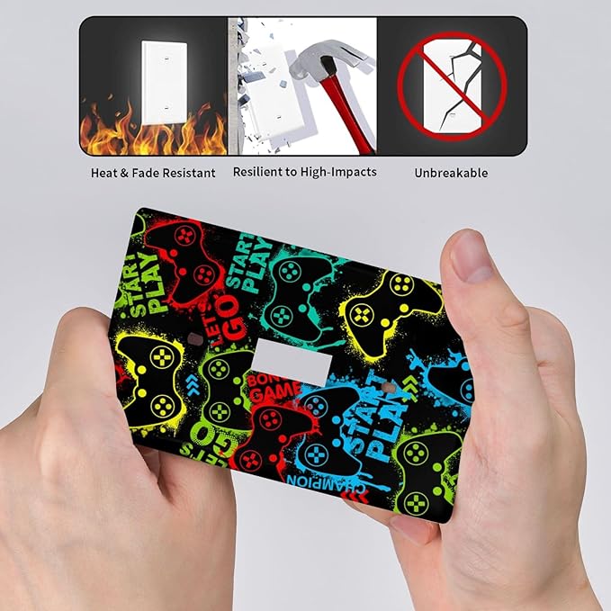 Video Game Light Switch Cover Plates Decorative Single Toggle Wall Plate, 1 Gang Lightswitch Cover