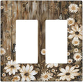 Light Switch Cover Plate Rustic Wood Butterflies Flowers Botanical 2 Gang Double Rocker Outlet Covers Decorative Switch plates Electrical Wall Plates GFCI Receptacle for Farmhouse Cabin Decor