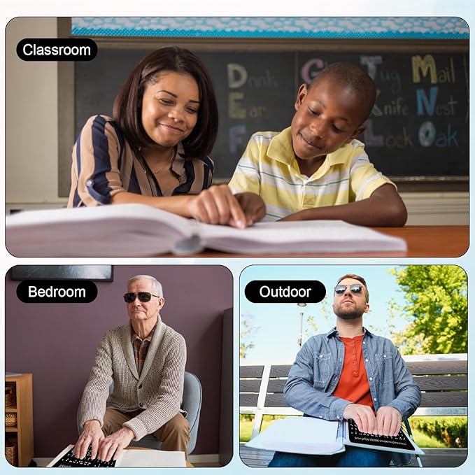 Braille Alphabet Board, Braille Alphabet Board with Raised Dots Numbers & Punctuation Learning Letter Fingerboard for Beginners Teaching Aid Blind Children (Horizontal)