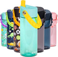 Elemental Water Bottles for Kids - Splash Kids Water Bottle for School with Pop-it Handle - BPA Free Tritan Plastic Water Bottle with Straw Leak Proof when Spout is Closed - Lemon Sky - 18oz