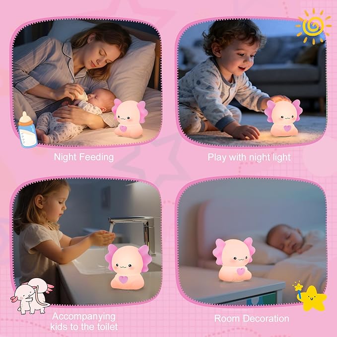 Kids Night Light with Wireless Speaker, Portable 7 Colors Dimmable Warm Touch Night Lamp with Remote Control, White Noise Machine for Baby Sleeping with Night Light