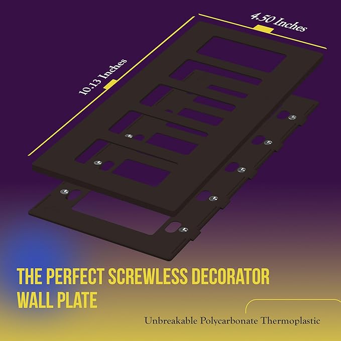 ENERLITES Screwless Decorator Switch Cover, Five Gang Outlet Wall Plate, Standard Size 5-Gang 4.68" x 10.14", Unbreakable Polycarbonate Thermoplastic, UL Listed, SI8835-BR, Brown