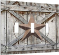 Rustic Western Texas Star Barn Door 3 Gang Light Switch Plate Decorative Wood Triple Toggle Wall Plate Cover Electrical Faceplate Switchcover for Farmhouse Bathroom Home Bedroom Art Panel Decor